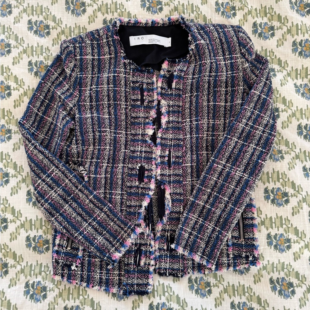 IRO Blue and Pink Tweed Jacket